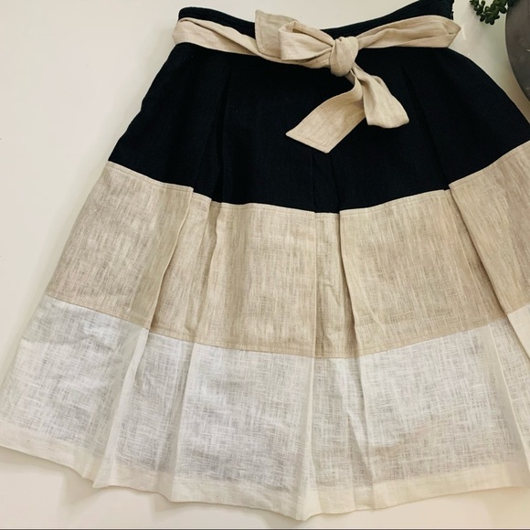 Harve Benard color block neutral Khaki linen A-line skirt Women’s 6 - Picture 6 of 6